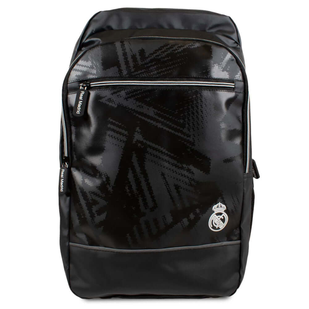 Real Madrid FC Commuter Backpack LKT Sport Stylish black backpack featuring a white Real Madrid crestPadded back panel for comfort with adjustable shoulder straps and double carry strapsMain compartment has a large double zipped opening for easy access2 m Main image