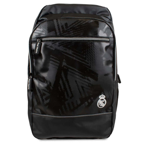 Real Madrid FC Commuter Backpack LKT Sport Stylish black backpack featuring a white Real Madrid crestPadded back panel for comfort with adjustable shoulder straps and double carry strapsMain compartment has a large double zipped opening for easy access2 m
