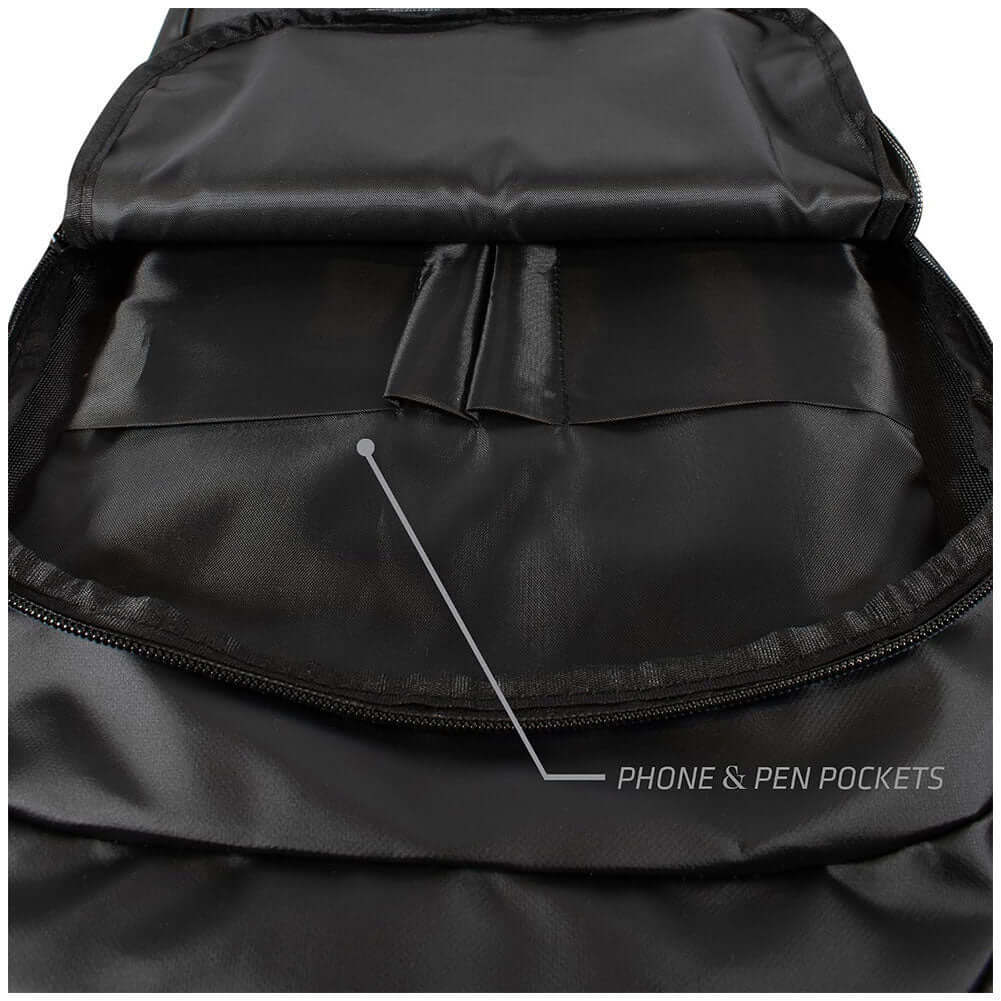 Real Madrid FC Commuter Backpack LKT Sport Stylish black backpack featuring a white Real Madrid crestPadded back panel for comfort with adjustable shoulder straps and double carry strapsMain compartment has a large double zipped opening for easy access2 m