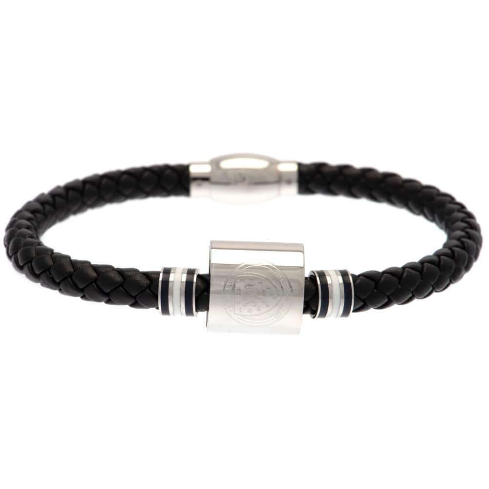 Scottish FA Colour Ring Leather Bracelet LKT Sport Rope design bracelet made from genuine leatherBlack bracelet featuring stainless steel colour rings and an engraved Scottish FA crestWith a stainless steel magnetic claspOfficial licensed productApprox 20
