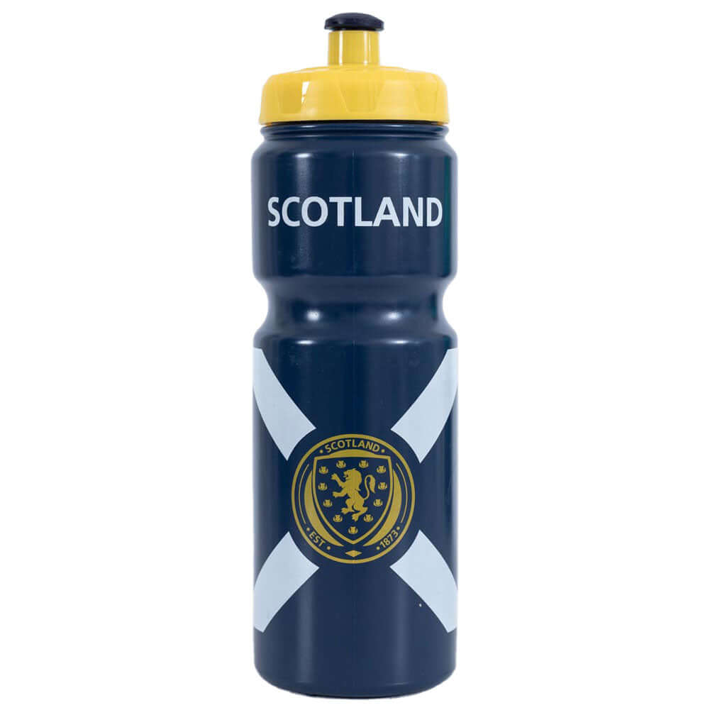 Scottish FA Plastic Drinks Bottle LKT Sport Easy grip lightweight drinks bottleNavy blue drinks bottle with the Scotland crest in yellow on the frontFeatures the Scotland cross in whiteWith a screw top lid and push-pull drinking spoutOfficial licensed pro