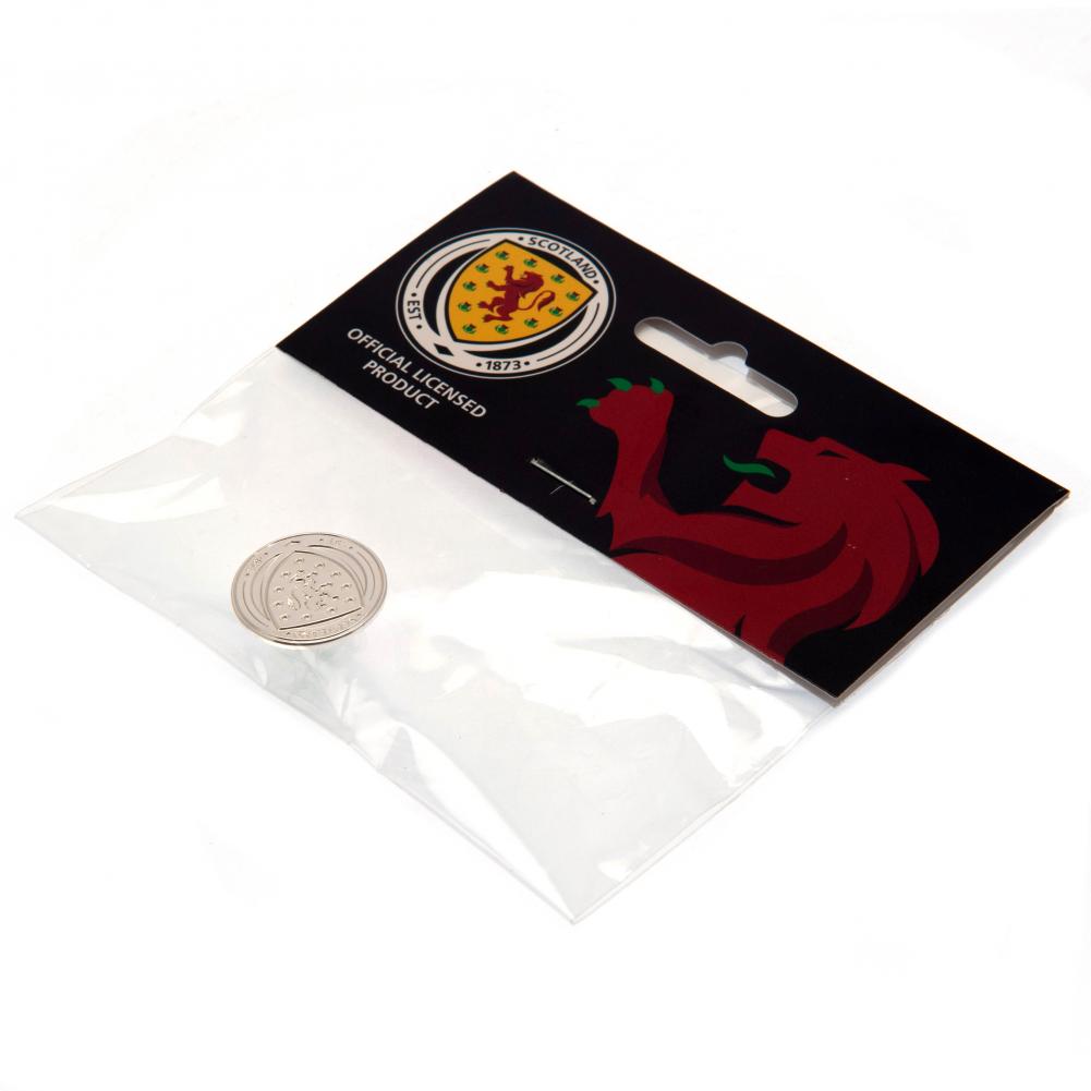 Scottish FA Silver Plated Crest Badge LKT Sport Silver plated crest shaped pin badgeDie stamped designWith broach fixingMetal alloy with silver plate finishOfficial licensed productApprox 22mm x 22mm Pinback Buttons