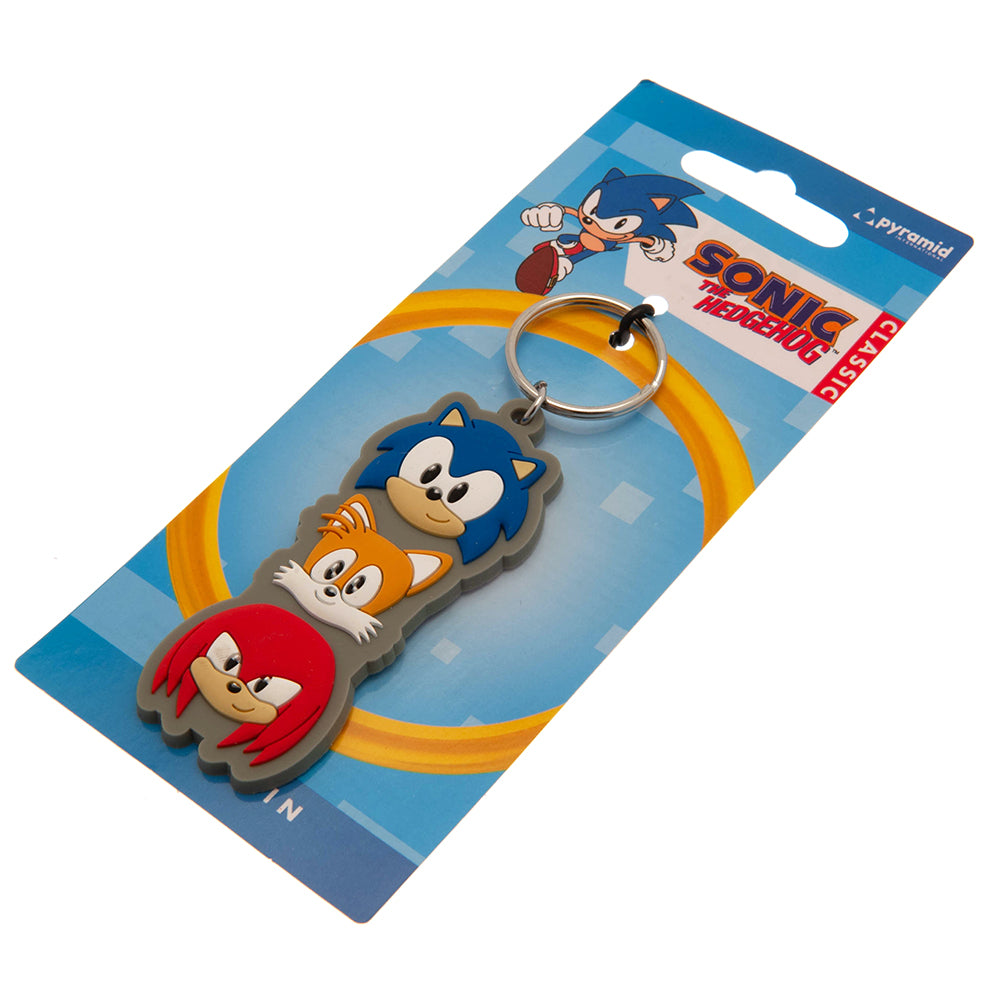 Sonic The Hedgehog Group PVC Keyring LKT Sport Soft, durable 5mm thick PVC Keyring with a split ringBright, colourful and highly detailedIdeal for attaching to keys, bags, belts and other itemsWipe cleanOfficial licensed productApprox 75mm x 25mm Keychain