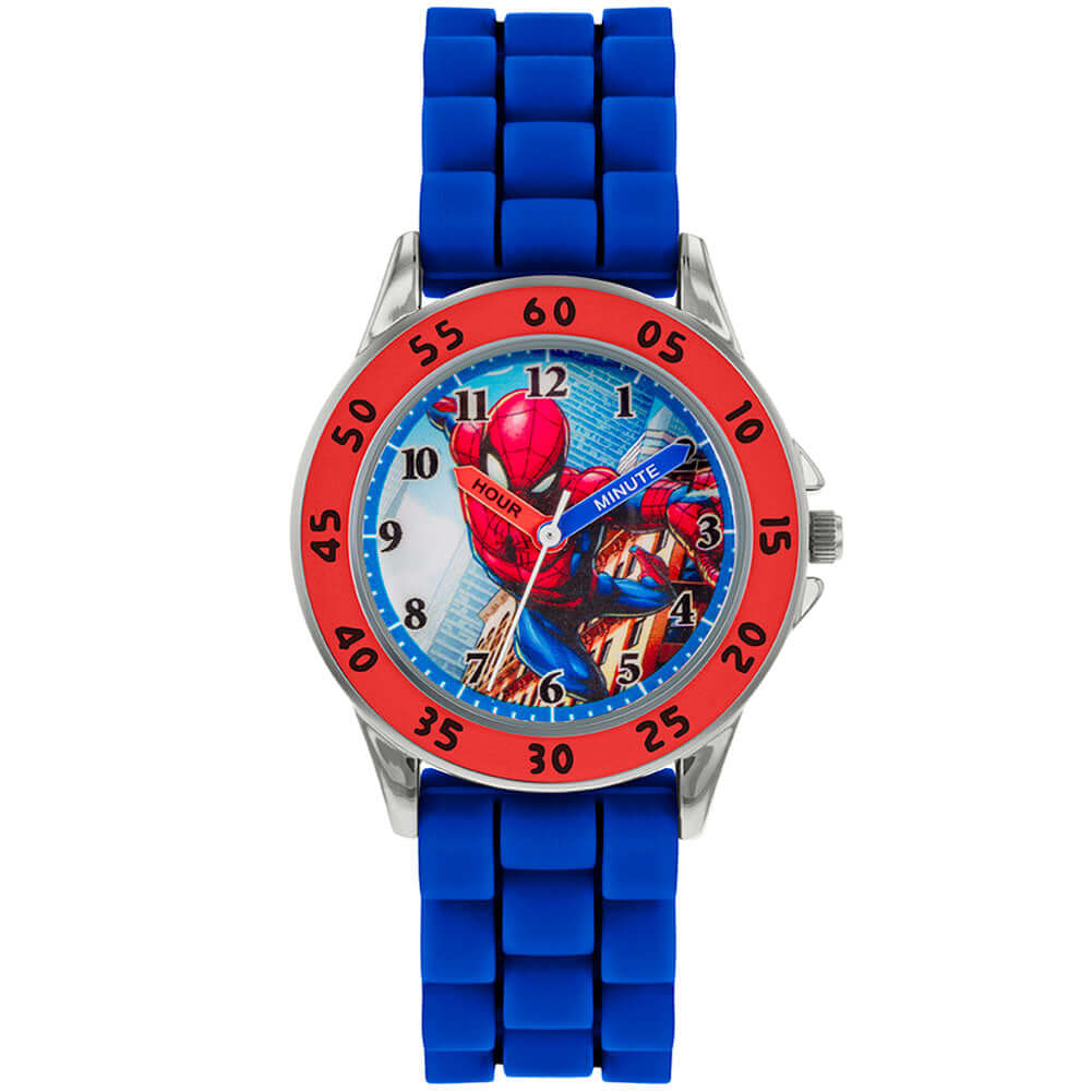Spider-Man Web Sling Junior Time Teacher Watch LKT Sport Junior analogue watch with easy read numbers and time teacher handsFeaturing a Spider-Man dial in metal casingSilicone strap with traditional buckle fasteningManufacturer's 1 year guaranteeOfficial Main image