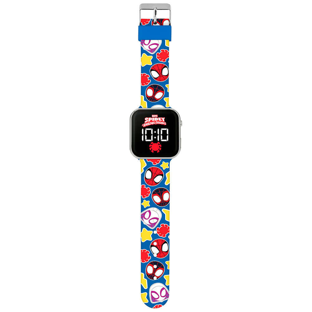 Spidey And His Amazing Friends Junior LED Watch LKT Sport Junior LED digital watchEasy to read display featuring the Spidey And His Amazing Friends logoPrinted silicone strap with traditional buckle fasteningManufacturer's 1 year guaranteeOfficial license