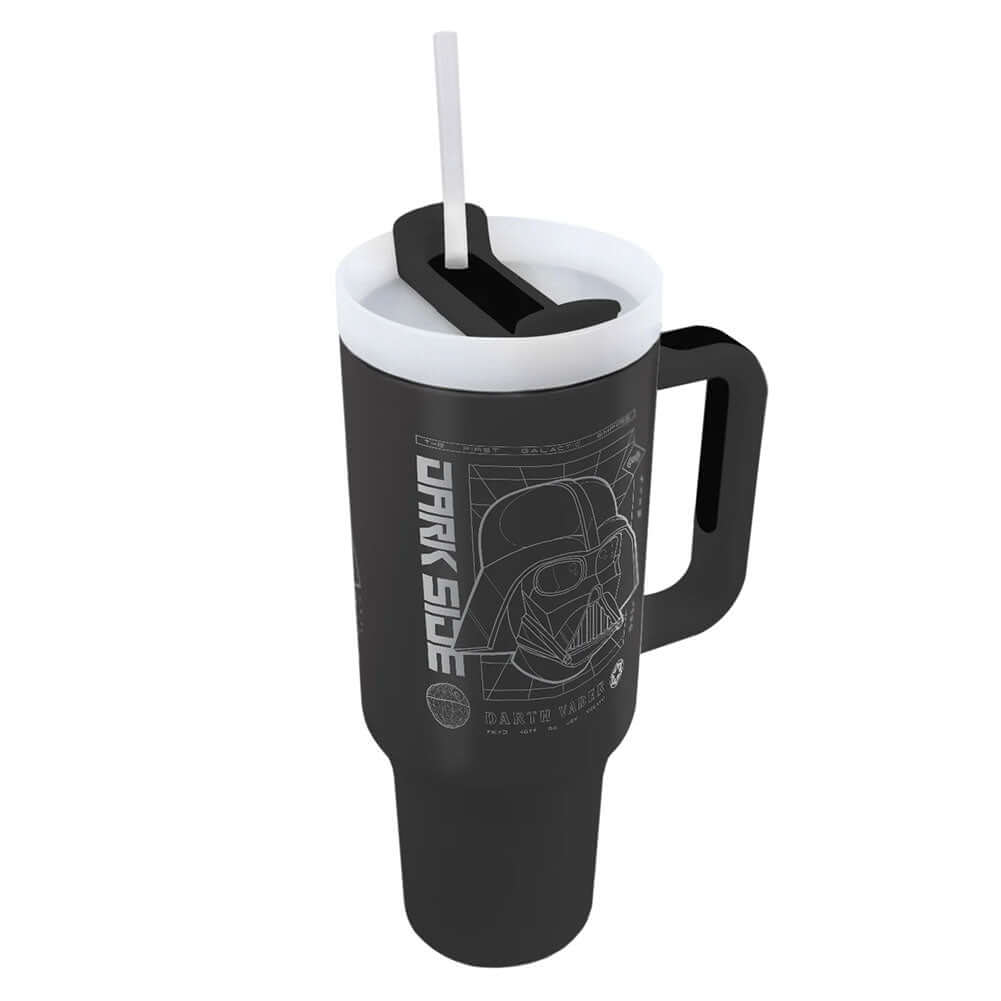 Star Wars Darth Vader 40oz Tumbler LKT Sport Darth Vader style themed 40oz thermal mug, ideal for Star Wars fans of all ages, with the text 'Dark Side' on the frontKeep your drinks hot or cold for hours with double-walled insulationIncludes a soft grip ha