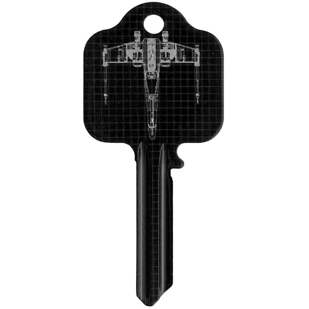 Star Wars Door Key Millenium Falcon LKT Sport Ready to cut blank door key featuring Millenium Falcon and the X-WingSuitable for a UL2, UL054 or UL1, UL050 profile locksHigh quality detailed designs printed on both sidesOfficial licensed productApprox 78mm