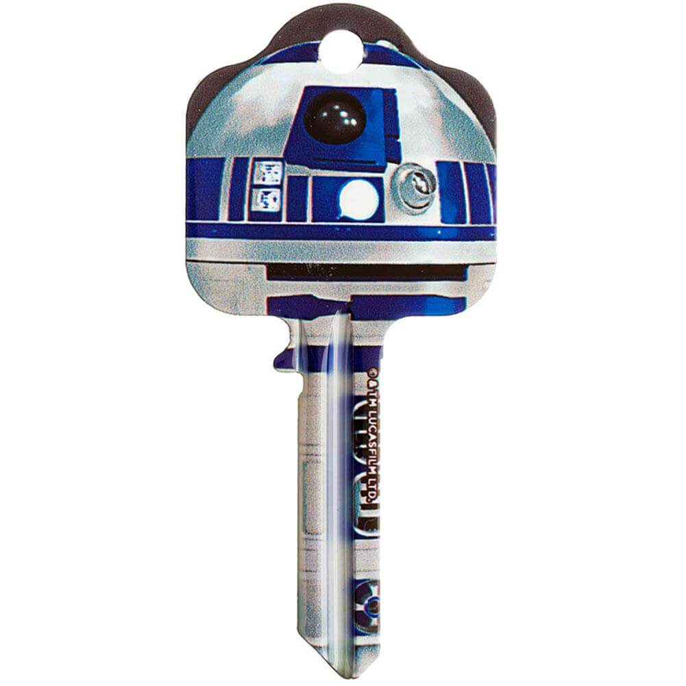 Star Wars Door Key R2D2 LKT Sport Ready to cut blank door key featuring R2D2 and C3POSuitable for a UL2, UL054 or UL1, UL050 profile locksHigh quality detailed designs printed on both sidesOfficial licensed productApprox 78mm x 35mm Key Blanks Main image