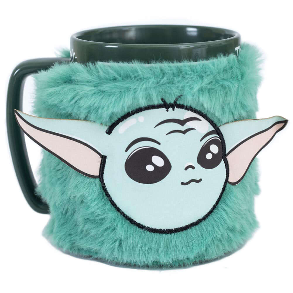 Star Wars: The Mandalorian Fuzzy Grogu Mug LKT Sport Enjoy your drink with a touch of 'force'.. this mug combines unique design along with a removable fluffy cover for added comfortThis green mug includes images of Grogu with 'MANDALORIAN' across the top