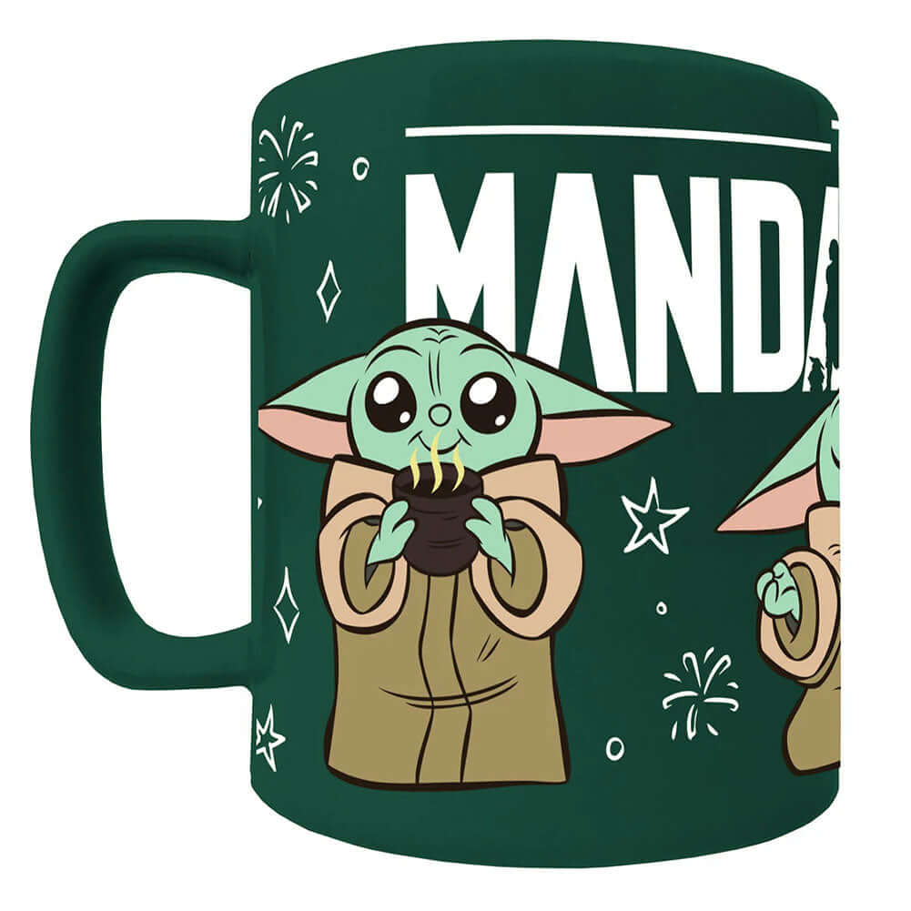 Star Wars: The Mandalorian Fuzzy Grogu Mug LKT Sport Enjoy your drink with a touch of 'force'.. this mug combines unique design along with a removable fluffy cover for added comfortThis green mug includes images of Grogu with 'MANDALORIAN' across the top