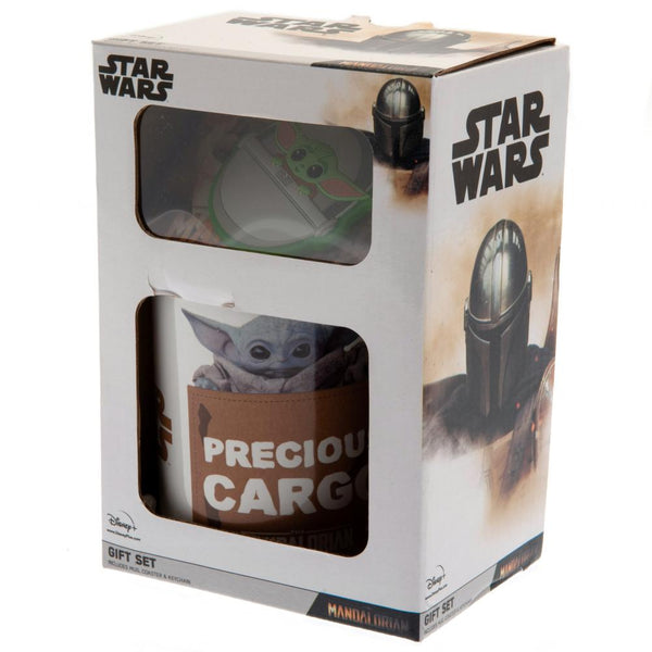 Star Wars: The Mandalorian Mug & Coaster Set LKT Sport Superb Star Wars: The Mandalorian gift set for everyday use White mug featuring a The Child precious cargo image Single cork based coaster approx 9cm x 9cm Soft, durable 5mm thick PVC Keyring Official