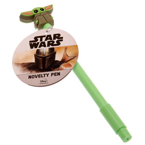 Star Wars: The Mandalorian Pen & Topper LKT Sport Sleek green pen with lid Featuring cutest in the galaxy design and The Child 3D topper Writes in black ink Official licensed product Approx 16cm With a swing tag Ballpoint Pens