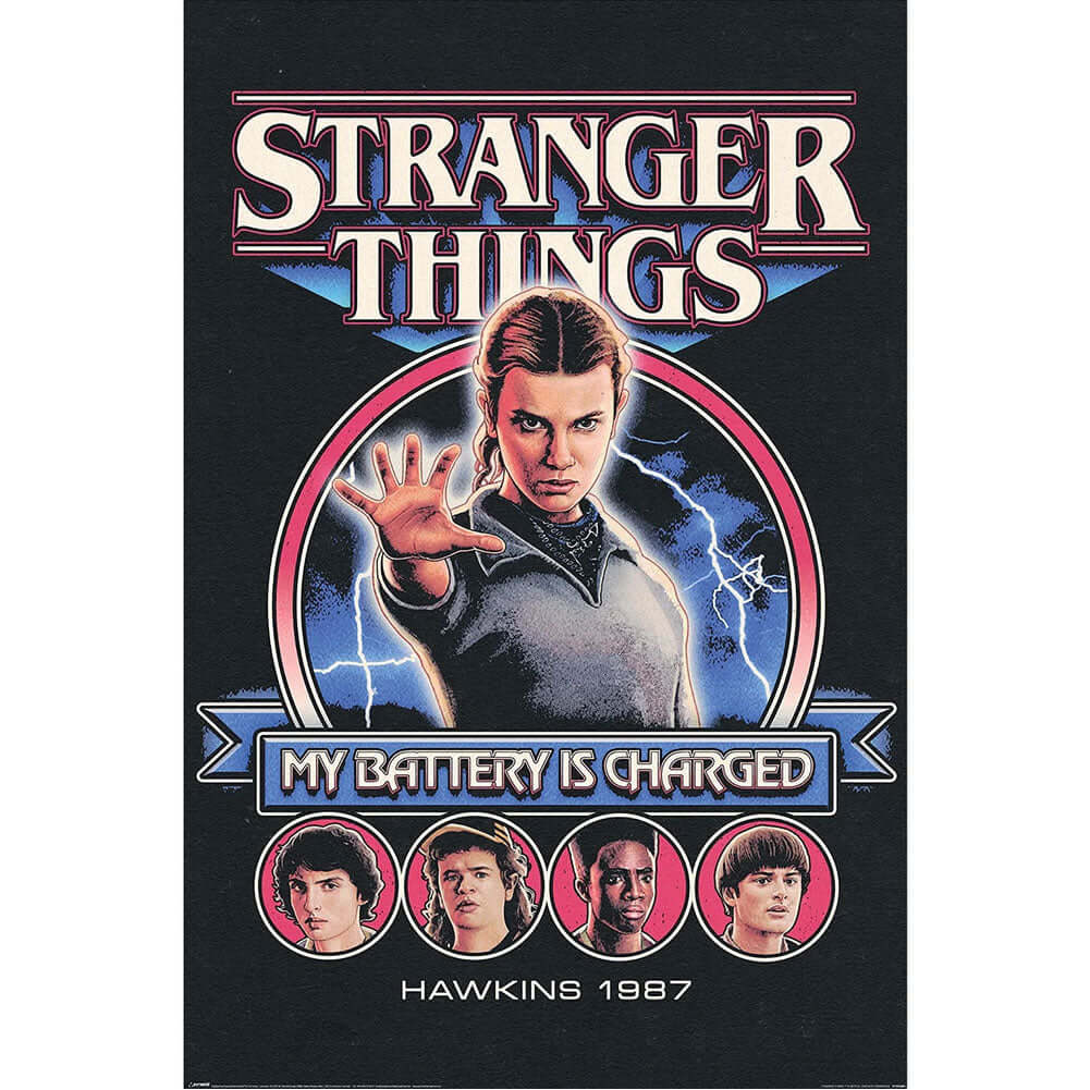 Stranger Things 5 Poster My Battery Is Charged 46 LKT Sport Entertainment>TV Series>Stranger Things Posters