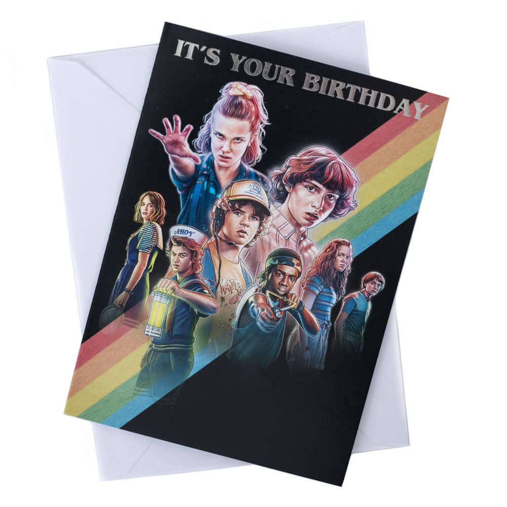 Stranger Things Birthday Card LKT Sport Colourful gloss finish birthday cardFeaturing artwork of your favourite Stranger Things charactersMessage inside reads 'You've got the power within'With a plain white envelopeOfficial licensed productApprox 17cm x 1