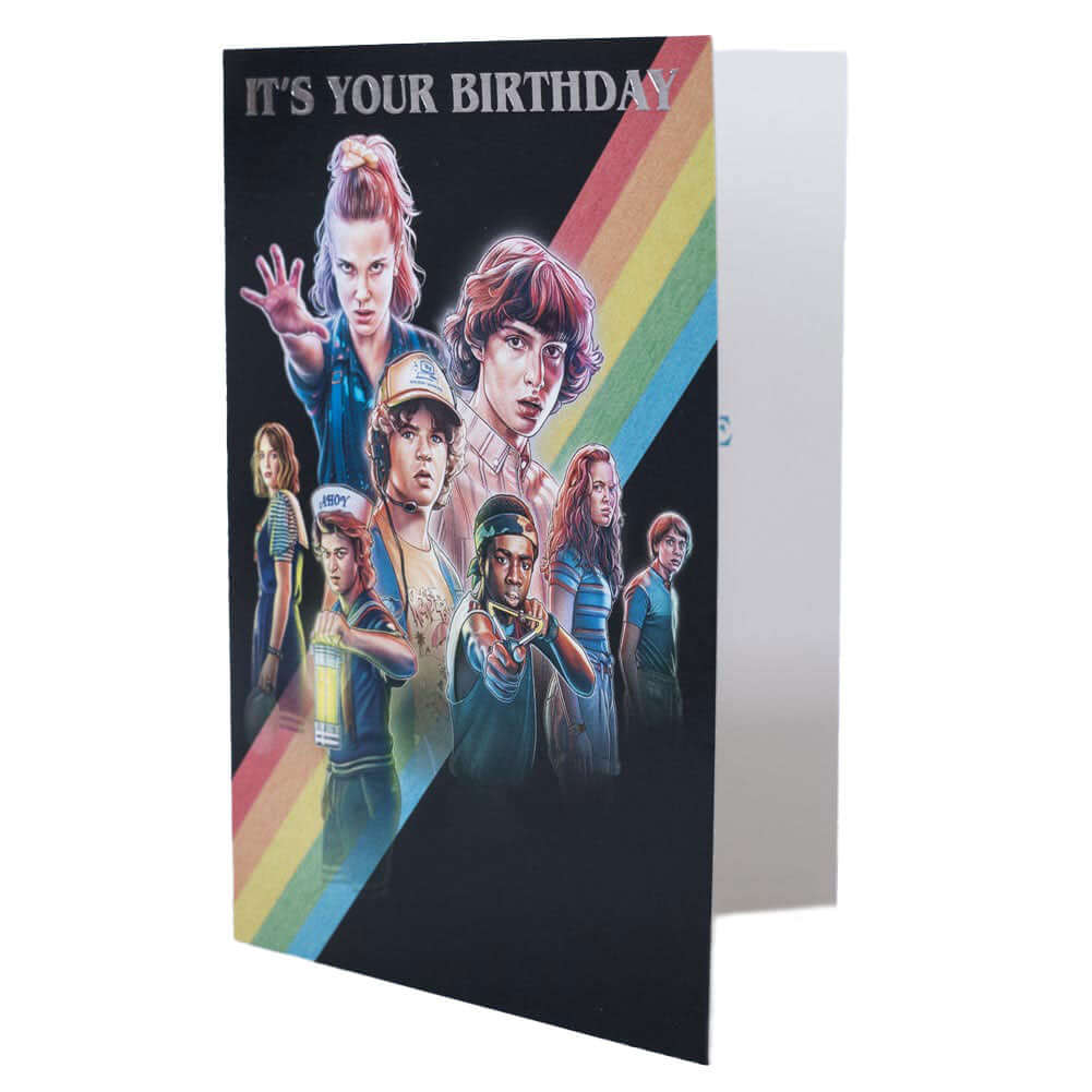 Stranger Things Birthday Card LKT Sport Colourful gloss finish birthday cardFeaturing artwork of your favourite Stranger Things charactersMessage inside reads 'You've got the power within'With a plain white envelopeOfficial licensed productApprox 17cm x 1