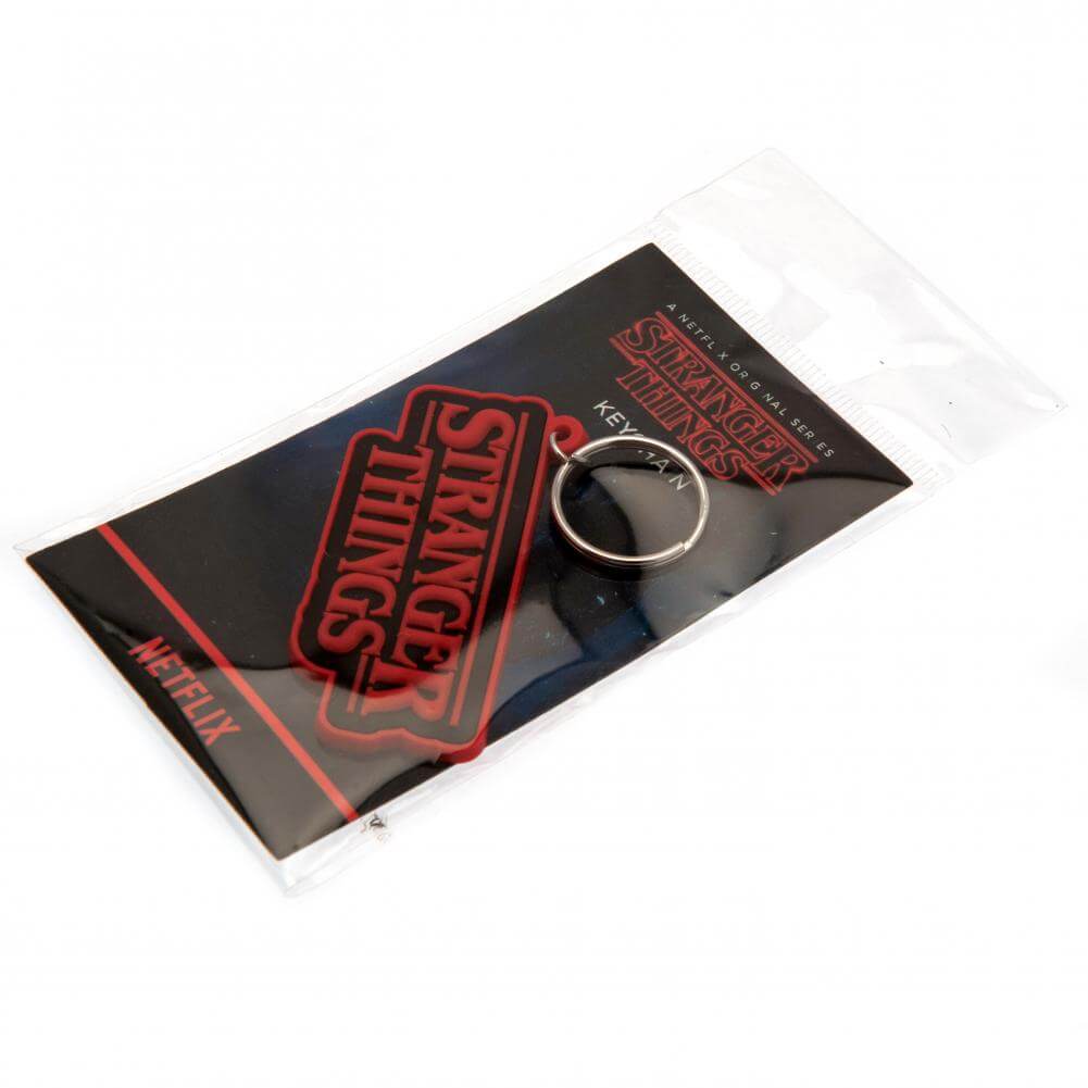 Stranger Things Logo PVC Keyring LKT Sport Soft, durable 5mm thick PVC Keyring with chain and split ringBright, colourful and highly detailedIdeal for attaching to keys, bags, belts and other itemsWipe cleanOfficial licensed productApprox 70mm x 30mm Keyc