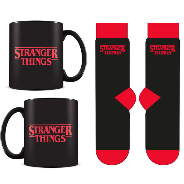 Stranger Things Mug & Sock Set LKT Sport Classic mug and sock gift setBlack mug and socks featuring the Stranger Things logoOfficial licensed productMug approx 315ml (11oz)Socks size 7-11 UK (41-45) EU Mugs