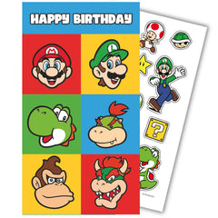 Super Mario Birthday Card With Stickers LKT Sport Entertainment>Gaming>Super Mario Greeting Cards