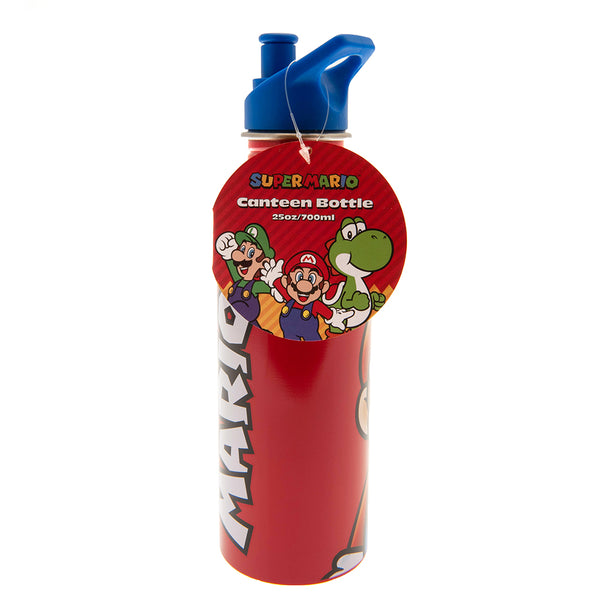 Super Mario Canteen Bottle LKT Sport Stainless steel canteen style drinks bottleRed satin finish featuring an image of Mario with the text 'Mario' on the opposite sidePlastic screw top lid with rubber closing drinking spoutOfficial licensed productApprox