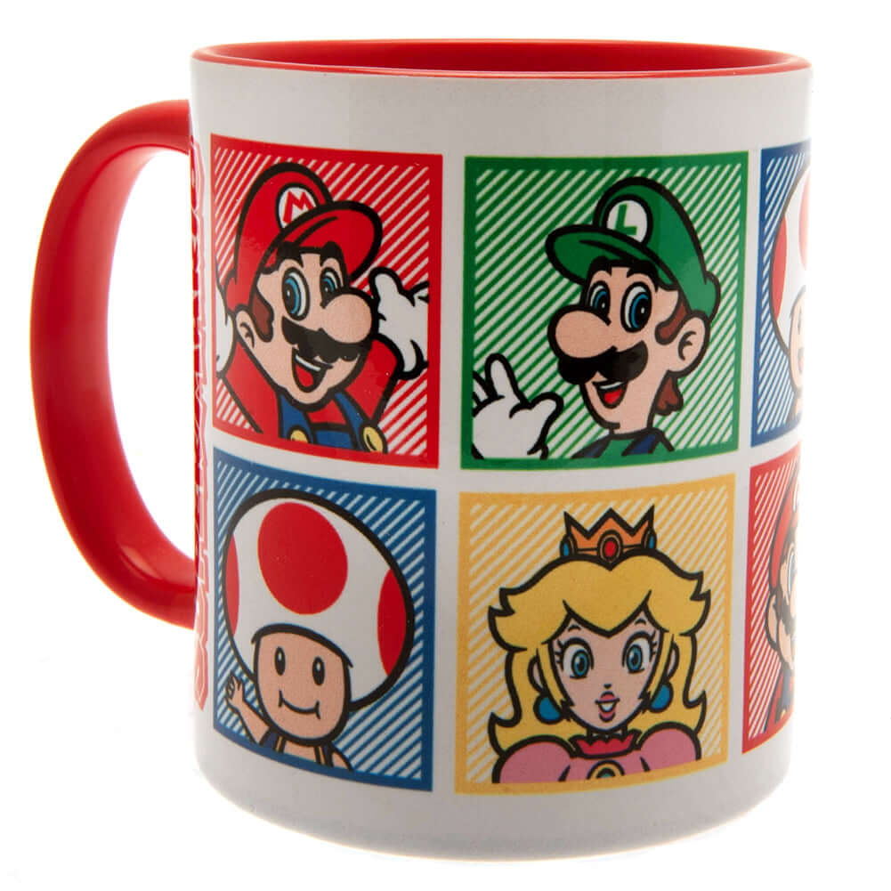 Super Mario Colour Mug LKT Sport Ceramic everyday coffee mugFeatures your favourite characters from the Super Mario gameGlazed kiln fired finish with red handleOfficial licensed productApprox 315ml (11oz)Approx 9cm tall, 8cm in diameter Mugs