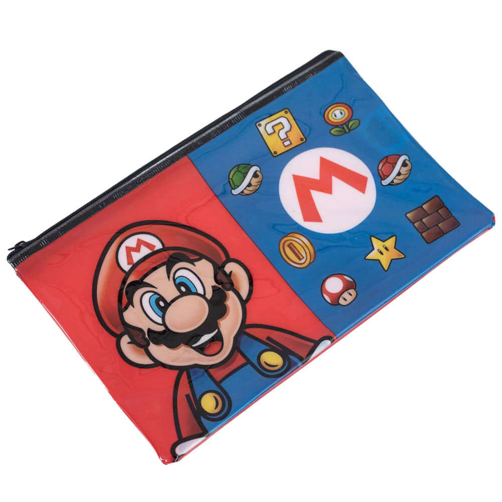 Super Mario Essential Pencil Case LKT Sport Zipped PVC pouch pencil caseFeatures Mario and icons from the classic gameFor all your stationery storage needs at home or at schoolOfficial licensed productApprox 20cm x 12cm Pen & Pencil Cases
