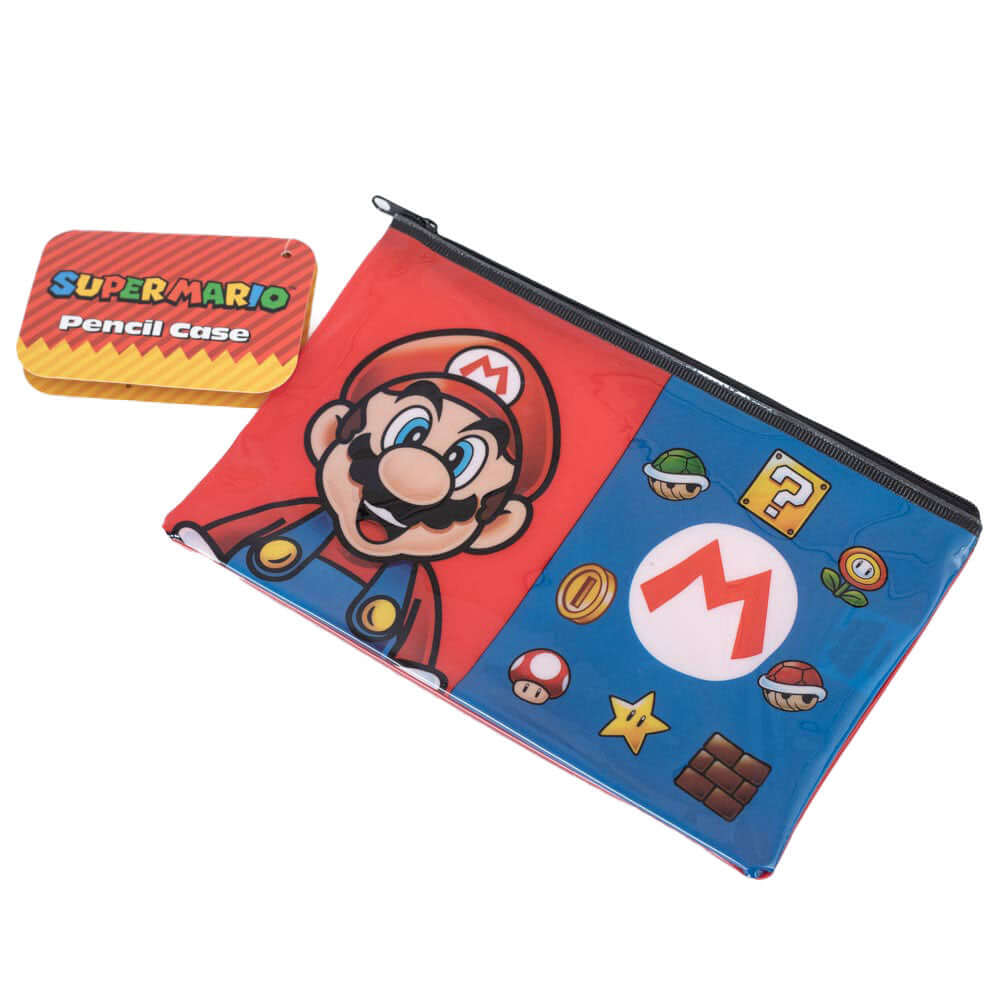 Super Mario Essential Pencil Case LKT Sport Zipped PVC pouch pencil caseFeatures Mario and icons from the classic gameFor all your stationery storage needs at home or at schoolOfficial licensed productApprox 20cm x 12cm Pen & Pencil Cases