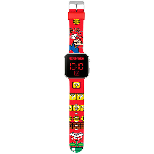 Super Mario Junior LED Watch LKT Sport Junior LED digital watchEasy to read display featuring graphics from the Super Mario gamePrinted silicone strap with traditional buckle fasteningManufacturer's 1 year guaranteeOfficial licensed productSuitable for ag