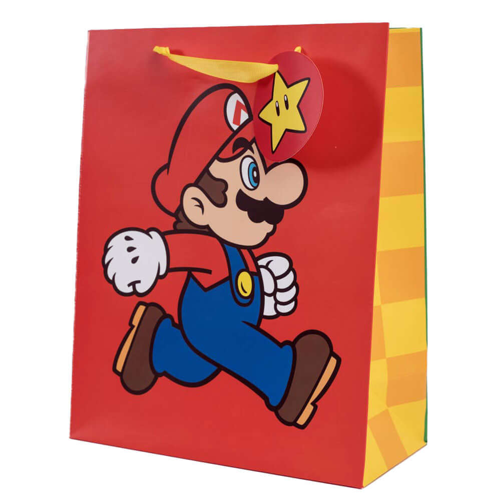 Super Mario Medium Gift Bag LKT Sport Medium sized multi colour gift bag and tagFeaturing Mario and LuigiWith woven string handlesOfficial licensed productApprox 33cm x 26cm Gift Bags