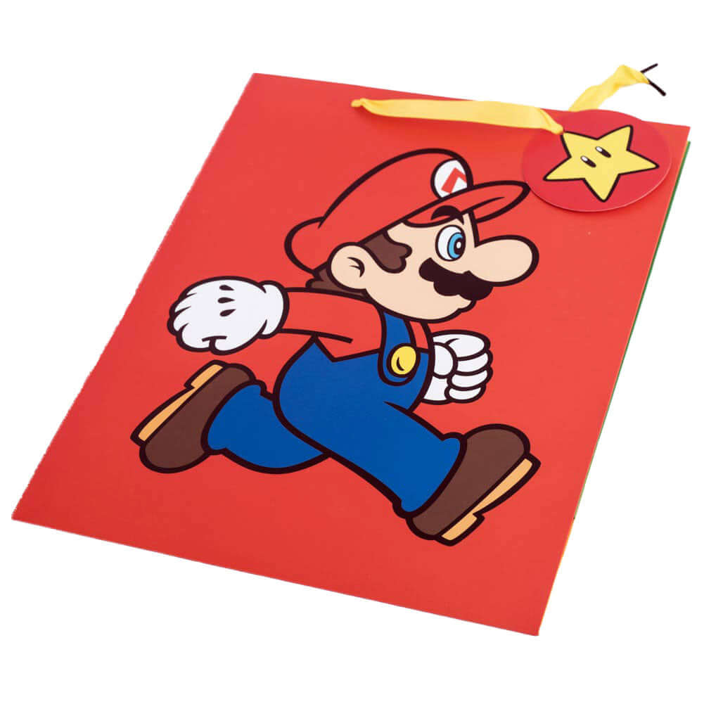 Super Mario Medium Gift Bag LKT Sport Medium sized multi colour gift bag and tagFeaturing Mario and LuigiWith woven string handlesOfficial licensed productApprox 33cm x 26cm Gift Bags