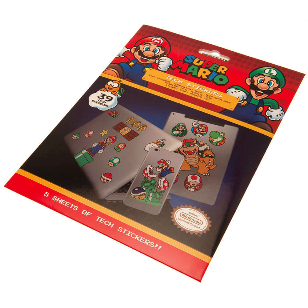 Super Mario Tech Stickers LKT Sport Set of 39 vinyl self adhesive tech stickersFeaturing your favourite characters and icons from the classic Super Mario gameIdeal for tablets, phones and other gadgetsOfficial licensed productAssorted sizes Decorative Sti