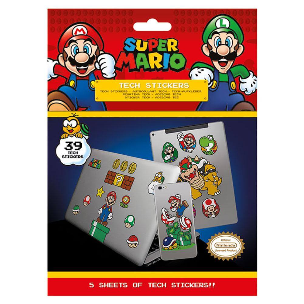 Super Mario Tech Stickers LKT Sport Set of 39 vinyl self adhesive tech stickersFeaturing your favourite characters and icons from the classic Super Mario gameIdeal for tablets, phones and other gadgetsOfficial licensed productAssorted sizes Decorative Sti