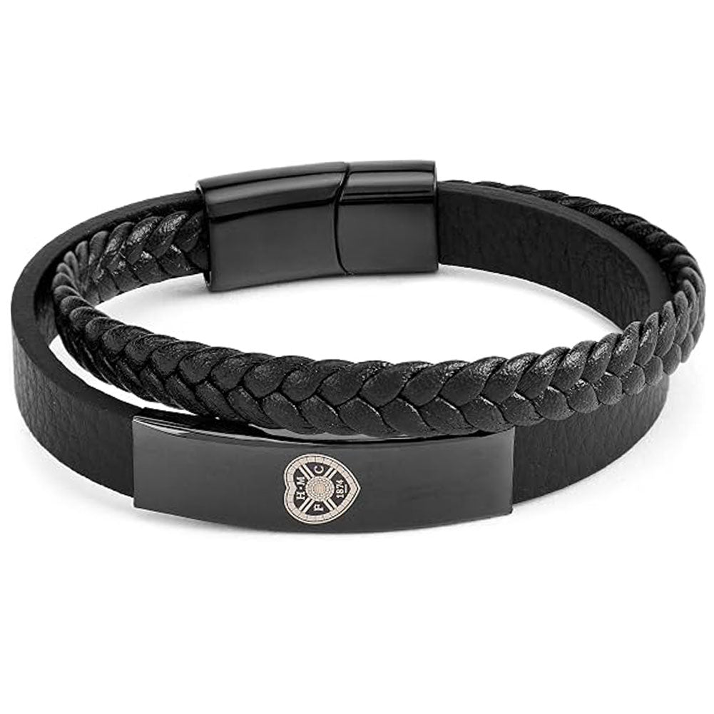 https://imageoffloads.taylorsmerchandise.com/wp-content/uploads/TM-08020-Hearts-FC-Black-IP-Leather-Bracelet.jpg