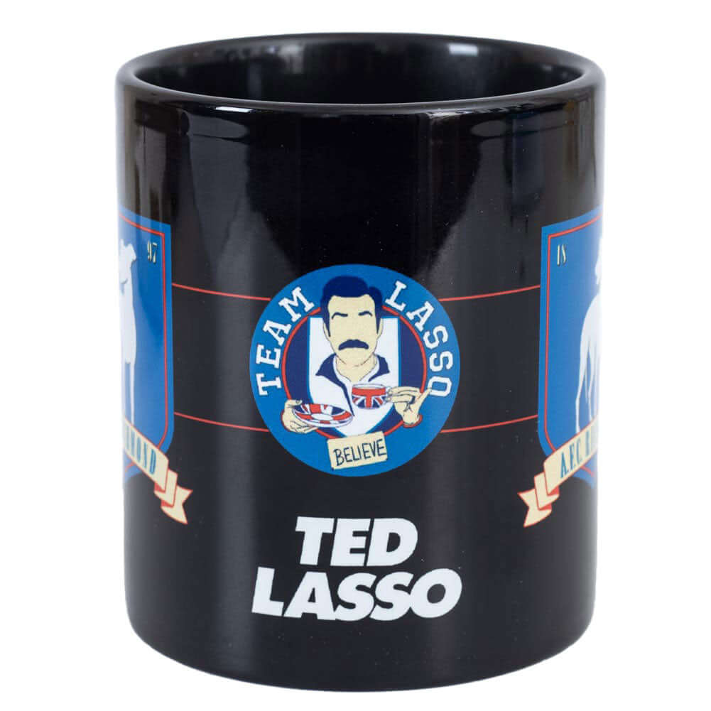 Ted Lasso AFC Richmond Mug LKT Sport Ceramic everyday coffee mugBlack mug featuring a Team Lasso crest, along with two AFC Richmond crestsGlazed kiln fired finishOfficial licensed productApprox 315ml (11oz)Approx 9cm tall, 8cm in diameter Mugs