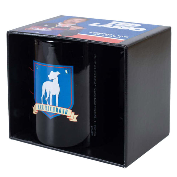 Ted Lasso AFC Richmond Mug LKT Sport Ceramic everyday coffee mugBlack mug featuring a Team Lasso crest, along with two AFC Richmond crestsGlazed kiln fired finishOfficial licensed productApprox 315ml (11oz)Approx 9cm tall, 8cm in diameter Mugs