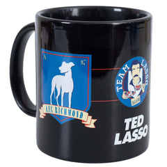 Ted Lasso AFC Richmond Mug LKT Sport Ceramic everyday coffee mugBlack mug featuring a Team Lasso crest, along with two AFC Richmond crestsGlazed kiln fired finishOfficial licensed productApprox 315ml (11oz)Approx 9cm tall, 8cm in diameter Mugs