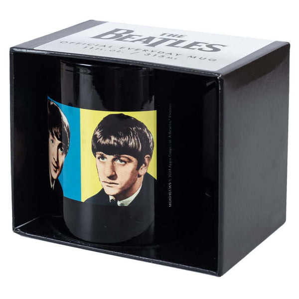 The Beatles Fab Four Mug LKT Sport Ceramic everyday coffee mugBlack mug featuing retro images of each of the Fab FourGlazed kiln fired finishOfficial licensed productApprox 315ml (11oz)Approx 9cm tall, 8cm in diameter Mugs