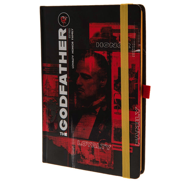 The Godfather Premium Notebook LKT Sport Faux leather hardback A5 notebookFeaturing The Godfather artwork and Don CorleoneWith a handy bookmarkLined pages with a small detail logo to the bottomOfficial Licensed MerchandiseApprox 14cm x 21cm Journals
