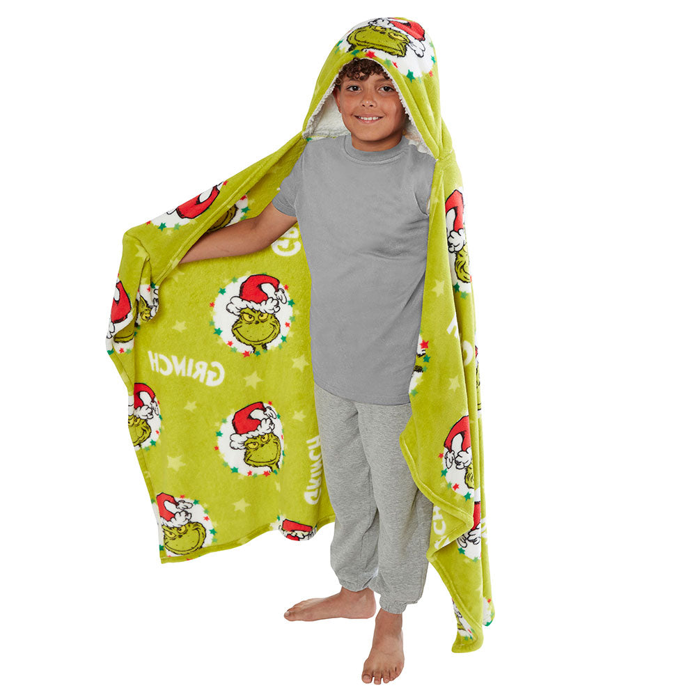 The Grinch Youths Hooded Blanket LKT Sport Entertainment>Movies>The Grinch Baby & Children's Sleepwear