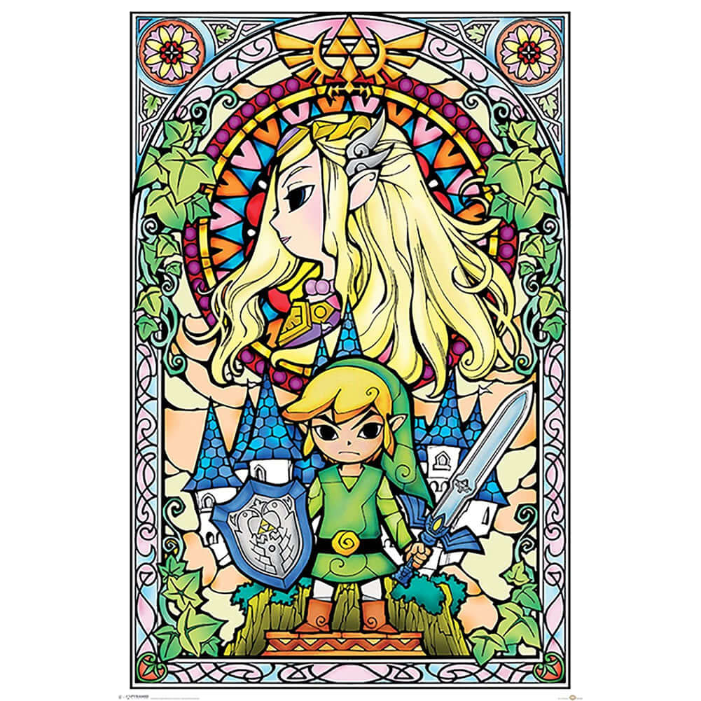 The Legend Of Zelda Stained Glass Poster 25 LKT Sport Entertainment>Gaming>The Legend Of Zelda Posters