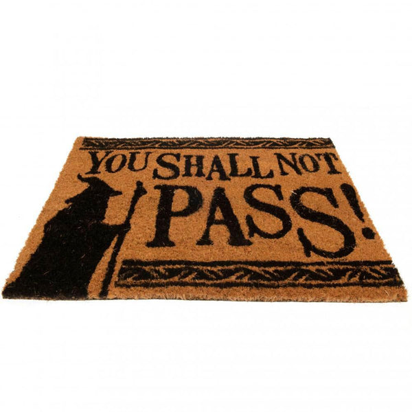 The Lord Of The Rings Doormat LKT Sport Natural colour coir doormat featuring a Gandalf silhouette and the phrase "You Shall Not Pass" Made from durable coconut fibre with a sturdy non slip PVC base Ideal for both indoors and outdoors Official licensed pr