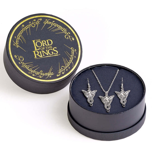 The Lord Of The Rings Evenstar Necklace & Earrings Gift Box LKT Sport Immerse yourself in the magic of Middle-earth with The Lord of The Rings Evenstar earrings and necklace gift setNecklace chain measures 40cm with a 5cm extenderPresented beautifully in