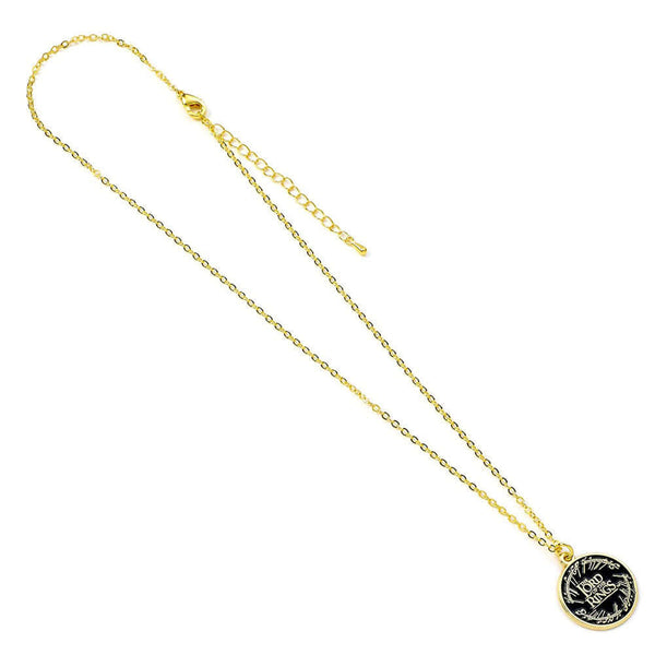The Lord Of The Rings Gold Plated Logo Necklace LKT Sport The Lord of the Rings title and elvish script on a gold plated necklaceSnake necklace with a 6cm (2.5in) extender chainOfficial licensed productNecklace approx 40cm (16in)Pendant approx 20mm x 20mm