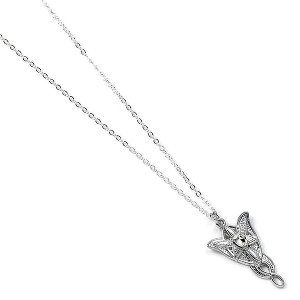 The Lord Of The Rings Silver Plated Evenstar Necklace LKT Sport The Evenstar pendant on a silver plated necklaceSnake necklace with a 6cm (2.5in) extender chainOfficial licensed productNecklace approx 40cm (16in)Pendant approx 30mm x 20mm Necklaces
