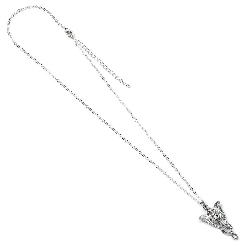 The Lord Of The Rings Silver Plated Evenstar Necklace LKT Sport The Evenstar pendant on a silver plated necklaceSnake necklace with a 6cm (2.5in) extender chainOfficial licensed productNecklace approx 40cm (16in)Pendant approx 30mm x 20mm Necklaces