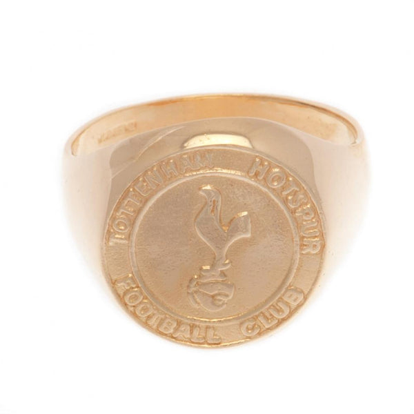 Tottenham Hotspur FC 9ct Gold Crest Ring Medium LKT Sport 9ct gold crest design ring Featuring a highly detailed Tottenham Hotspur club crest Gold weight approx 5.7g Official licensed product Internal diameter approx 20mm Ring size U Presented in a gift b