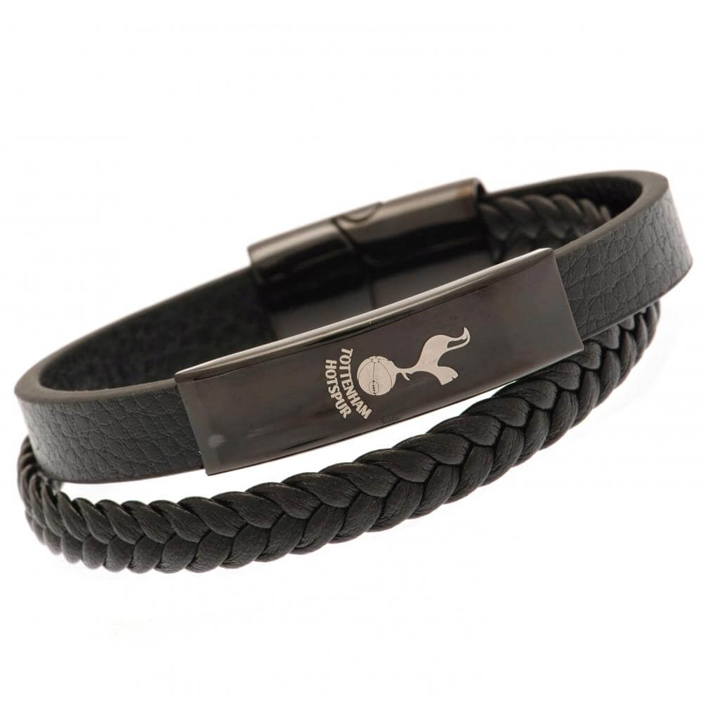 Tottenham Hotspur FC Black IP Leather Bracelet LKT Sport Twin design bracelet made from genuine leatherBlack IP crest plate with an engraved Spurs logoWith a stainless steel magnetic claspOfficial licensed productApprox 20cm x 1cm Bracelets