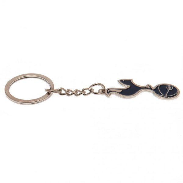 Tottenham Hotspur FC Crest Keyring LKT Sport Metal crest shaped keyring with chain and split ring Die stamped design with full colour enamel infill Metal alloy with silver style finish Official licensed product Approx 40mm x 20mm On a header card Keychain