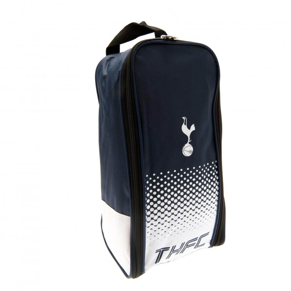 Tottenham Hotspur FC Fade Boot Bag LKT Sport Fade design boot bag featuring THFC text and club crestLarge double zipped opening for easy accessWipe clean polyesterOfficial licensed productApprox 35cm x 18cm x 12cm Soccer Bags & Carriers