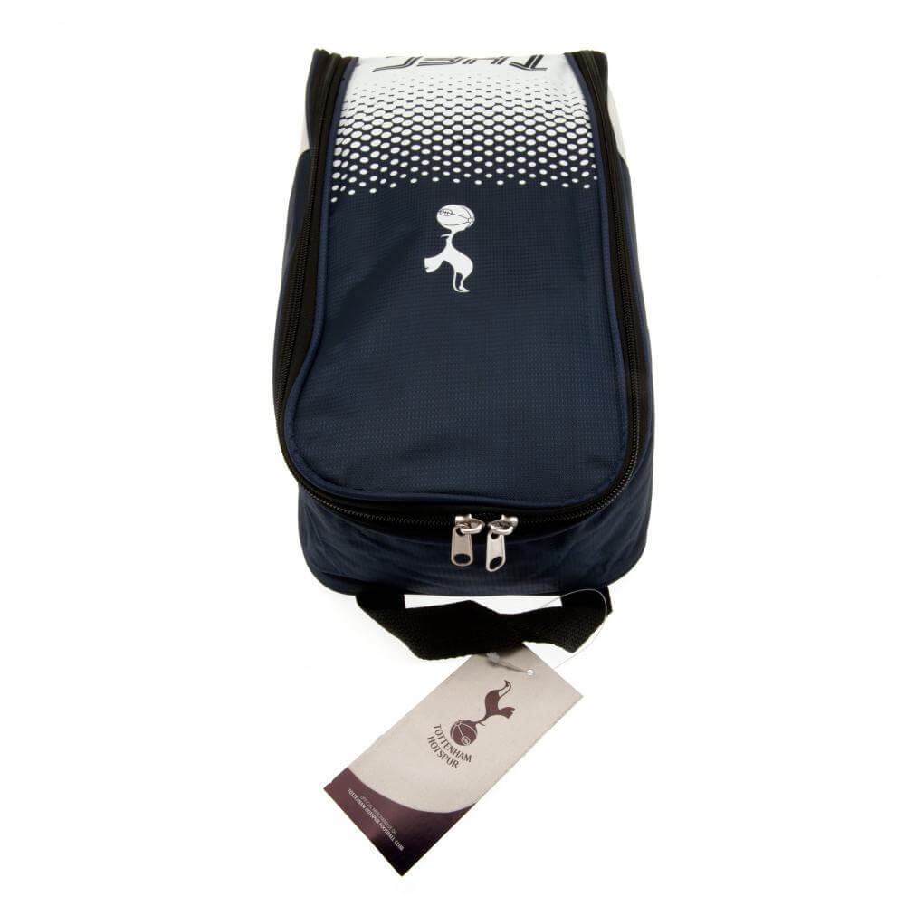 Tottenham Hotspur FC Fade Boot Bag LKT Sport Fade design boot bag featuring THFC text and club crestLarge double zipped opening for easy accessWipe clean polyesterOfficial licensed productApprox 35cm x 18cm x 12cm Soccer Bags & Carriers