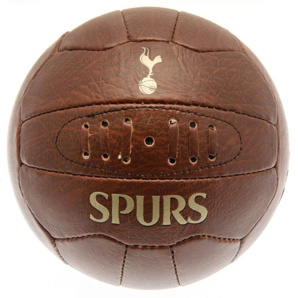 Tottenham Hotspur FC Faux Leather Football LKT Sport Faux leather effect heritage footballFeaturing gold debossed print Tottenham crest and text18 panel retro style ball with stitched featureOfficial licensed productSize 5 footballApprox 69cm in circumfer